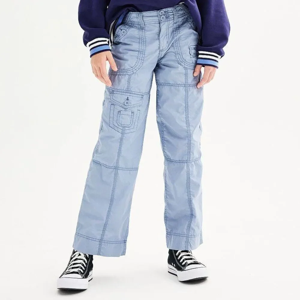 Limited Too Blue Wide Leg Girls Cargo Pants 14 Streetwear Trendy Gorpcore